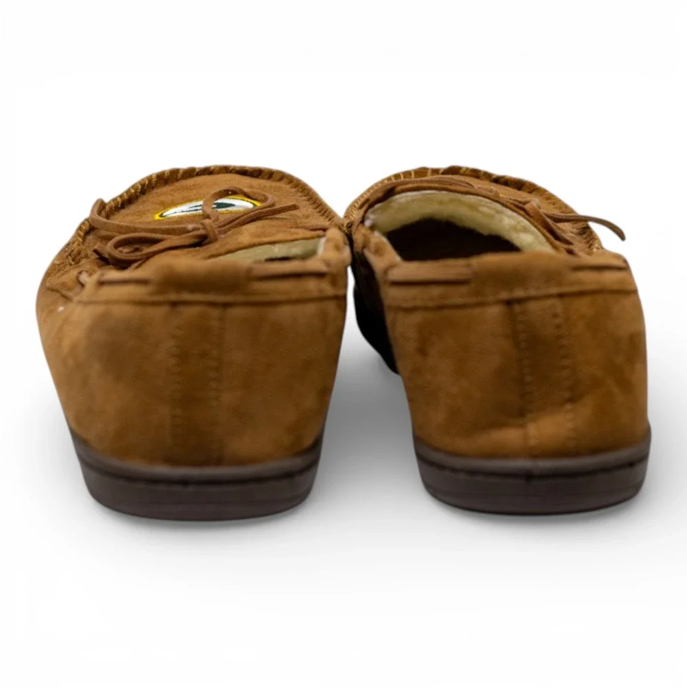 Forever Collectibles Green Bay Packers Slippers Mens XL Tan NFL‎ Moccasin